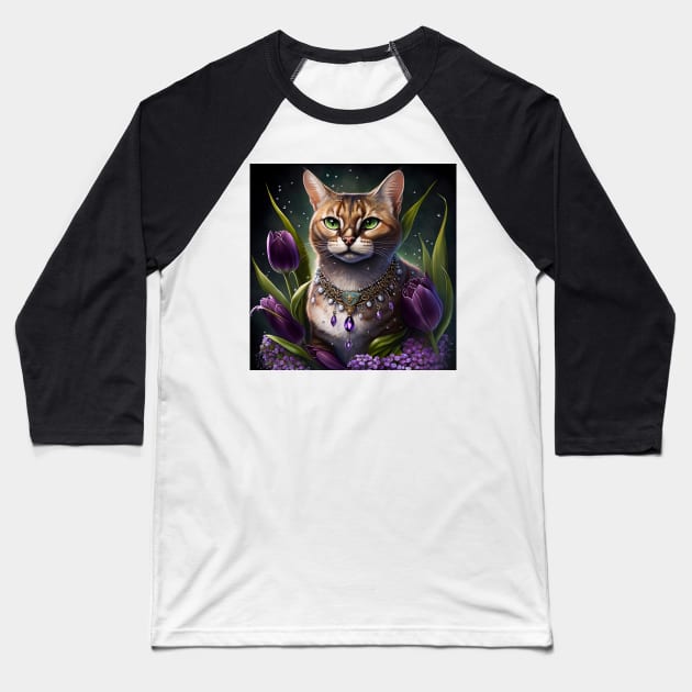 Mystical Rusty Spotted Cat Baseball T-Shirt by Enchanted Reverie